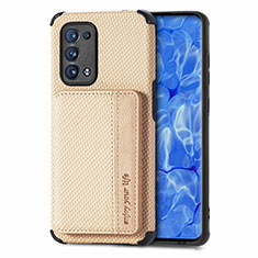 Ultra-thin Silicone Gel Soft Case Cover with Magnetic S01D for Oppo Reno6 Pro 5G Gold