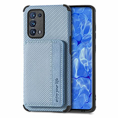 Ultra-thin Silicone Gel Soft Case Cover with Magnetic S01D for Oppo Reno6 Pro+ Plus 5G Blue