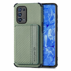 Ultra-thin Silicone Gel Soft Case Cover with Magnetic S01D for Oppo Reno6 Pro+ Plus 5G Green