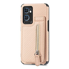 Ultra-thin Silicone Gel Soft Case Cover with Magnetic S01D for Oppo Reno7 5G Gold