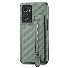 Ultra-thin Silicone Gel Soft Case Cover with Magnetic S01D for Oppo Reno7 5G Green