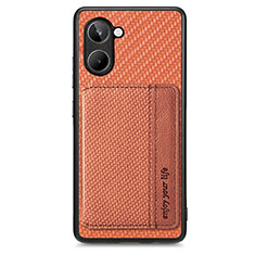 Ultra-thin Silicone Gel Soft Case Cover with Magnetic S01D for Realme 10 4G Brown
