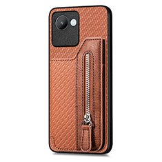 Ultra-thin Silicone Gel Soft Case Cover with Magnetic S01D for Realme C30 Brown