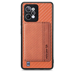 Ultra-thin Silicone Gel Soft Case Cover with Magnetic S01D for Realme C31 Brown