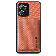 Ultra-thin Silicone Gel Soft Case Cover with Magnetic S01D for Realme C35 Brown