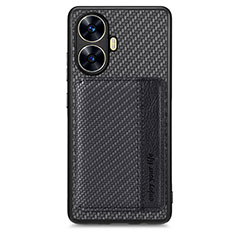 Ultra-thin Silicone Gel Soft Case Cover with Magnetic S01D for Realme C55 Black