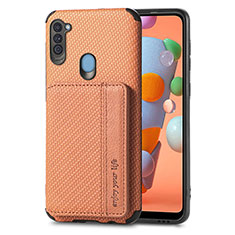 Ultra-thin Silicone Gel Soft Case Cover with Magnetic S01D for Samsung Galaxy A11 Brown