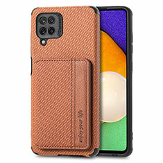 Ultra-thin Silicone Gel Soft Case Cover with Magnetic S01D for Samsung Galaxy A12 Nacho Brown