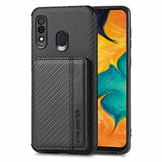 Ultra-thin Silicone Gel Soft Case Cover with Magnetic S01D for Samsung Galaxy A20 Black