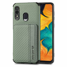 Ultra-thin Silicone Gel Soft Case Cover with Magnetic S01D for Samsung Galaxy A20 Green