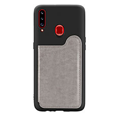 Ultra-thin Silicone Gel Soft Case Cover with Magnetic S01D for Samsung Galaxy A20s Gray
