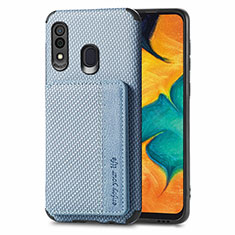Ultra-thin Silicone Gel Soft Case Cover with Magnetic S01D for Samsung Galaxy A30 Blue