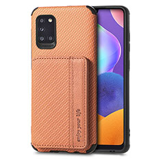 Ultra-thin Silicone Gel Soft Case Cover with Magnetic S01D for Samsung Galaxy A31 Brown