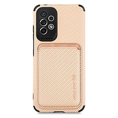 Ultra-thin Silicone Gel Soft Case Cover with Magnetic S01D for Samsung Galaxy A33 5G Gold