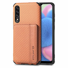 Ultra-thin Silicone Gel Soft Case Cover with Magnetic S01D for Samsung Galaxy A50S Brown