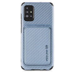 Ultra-thin Silicone Gel Soft Case Cover with Magnetic S01D for Samsung Galaxy A71 4G A715 Blue