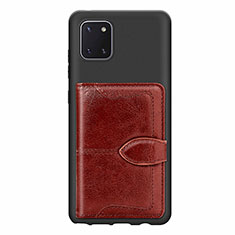 Ultra-thin Silicone Gel Soft Case Cover with Magnetic S01D for Samsung Galaxy A81 Brown