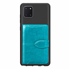 Ultra-thin Silicone Gel Soft Case Cover with Magnetic S01D for Samsung Galaxy A81 Cyan