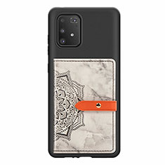 Ultra-thin Silicone Gel Soft Case Cover with Magnetic S01D for Samsung Galaxy A91 Black