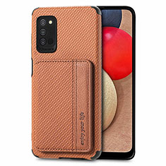 Ultra-thin Silicone Gel Soft Case Cover with Magnetic S01D for Samsung Galaxy F02S SM-E025F Brown