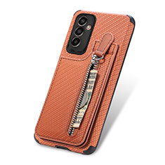Ultra-thin Silicone Gel Soft Case Cover with Magnetic S01D for Samsung Galaxy F13 4G Brown