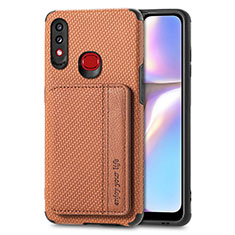 Ultra-thin Silicone Gel Soft Case Cover with Magnetic S01D for Samsung Galaxy M01s Brown