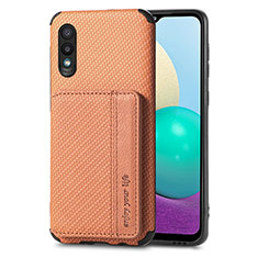 Ultra-thin Silicone Gel Soft Case Cover with Magnetic S01D for Samsung Galaxy M02 Brown