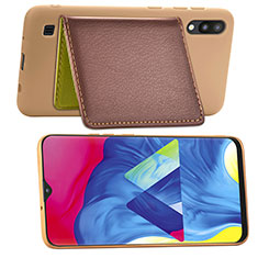Ultra-thin Silicone Gel Soft Case Cover with Magnetic S01D for Samsung Galaxy M10 Brown