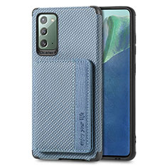 Ultra-thin Silicone Gel Soft Case Cover with Magnetic S01D for Samsung Galaxy Note 20 5G Blue