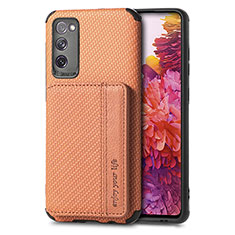 Ultra-thin Silicone Gel Soft Case Cover with Magnetic S01D for Samsung Galaxy S20 FE 4G Brown