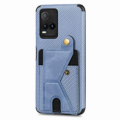 Ultra-thin Silicone Gel Soft Case Cover with Magnetic S01D for Vivo Y21t Blue