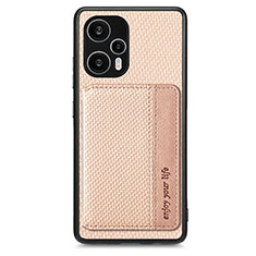 Ultra-thin Silicone Gel Soft Case Cover with Magnetic S01D for Xiaomi Poco F5 5G Gold