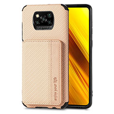 Ultra-thin Silicone Gel Soft Case Cover with Magnetic S01D for Xiaomi Poco X3 Pro Gold