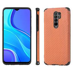 Ultra-thin Silicone Gel Soft Case Cover with Magnetic S01D for Xiaomi Redmi 9 Prime India Brown