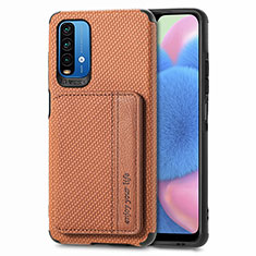 Ultra-thin Silicone Gel Soft Case Cover with Magnetic S01D for Xiaomi Redmi 9T 4G Brown