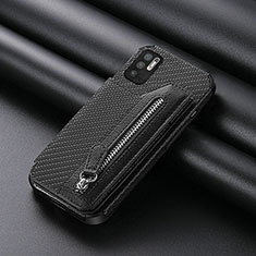 Ultra-thin Silicone Gel Soft Case Cover with Magnetic S01D for Xiaomi Redmi Note 10 5G Black