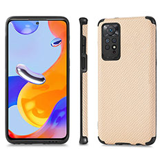 Ultra-thin Silicone Gel Soft Case Cover with Magnetic S01D for Xiaomi Redmi Note 11 Pro 5G Gold