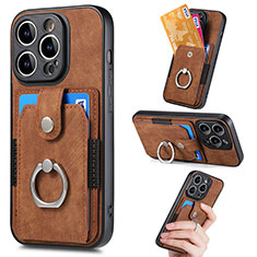 Ultra-thin Silicone Gel Soft Case Cover with Magnetic S02D for Apple iPhone 14 Pro Brown