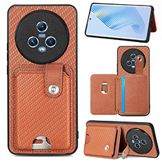 Ultra-thin Silicone Gel Soft Case Cover with Magnetic S02D for Huawei Honor Magic5 5G Brown