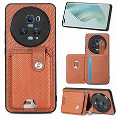 Ultra-thin Silicone Gel Soft Case Cover with Magnetic S02D for Huawei Honor Magic5 Pro 5G Brown