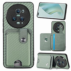 Ultra-thin Silicone Gel Soft Case Cover with Magnetic S02D for Huawei Honor Magic5 Pro 5G Green