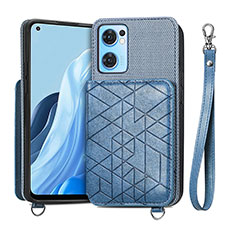 Ultra-thin Silicone Gel Soft Case Cover with Magnetic S02D for Oppo Find X5 Lite 5G Blue