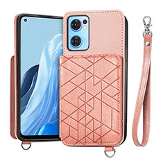 Ultra-thin Silicone Gel Soft Case Cover with Magnetic S02D for Oppo Find X5 Lite 5G Rose Gold