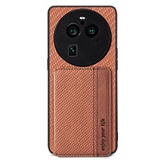 Ultra-thin Silicone Gel Soft Case Cover with Magnetic S02D for Oppo Find X6 Pro 5G Brown