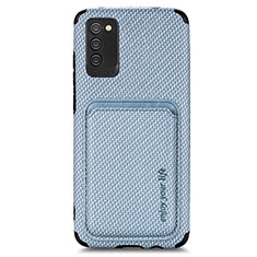 Ultra-thin Silicone Gel Soft Case Cover with Magnetic S02D for Samsung Galaxy A02s Blue