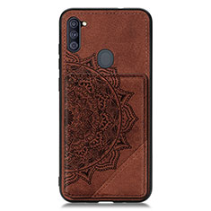 Ultra-thin Silicone Gel Soft Case Cover with Magnetic S02D for Samsung Galaxy A11 Brown