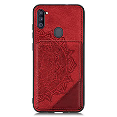 Ultra-thin Silicone Gel Soft Case Cover with Magnetic S02D for Samsung Galaxy A11 Red