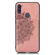 Ultra-thin Silicone Gel Soft Case Cover with Magnetic S02D for Samsung Galaxy A11 Rose Gold