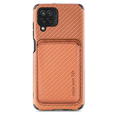 Ultra-thin Silicone Gel Soft Case Cover with Magnetic S02D for Samsung Galaxy A12 Brown