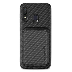 Ultra-thin Silicone Gel Soft Case Cover with Magnetic S02D for Samsung Galaxy A20 Black